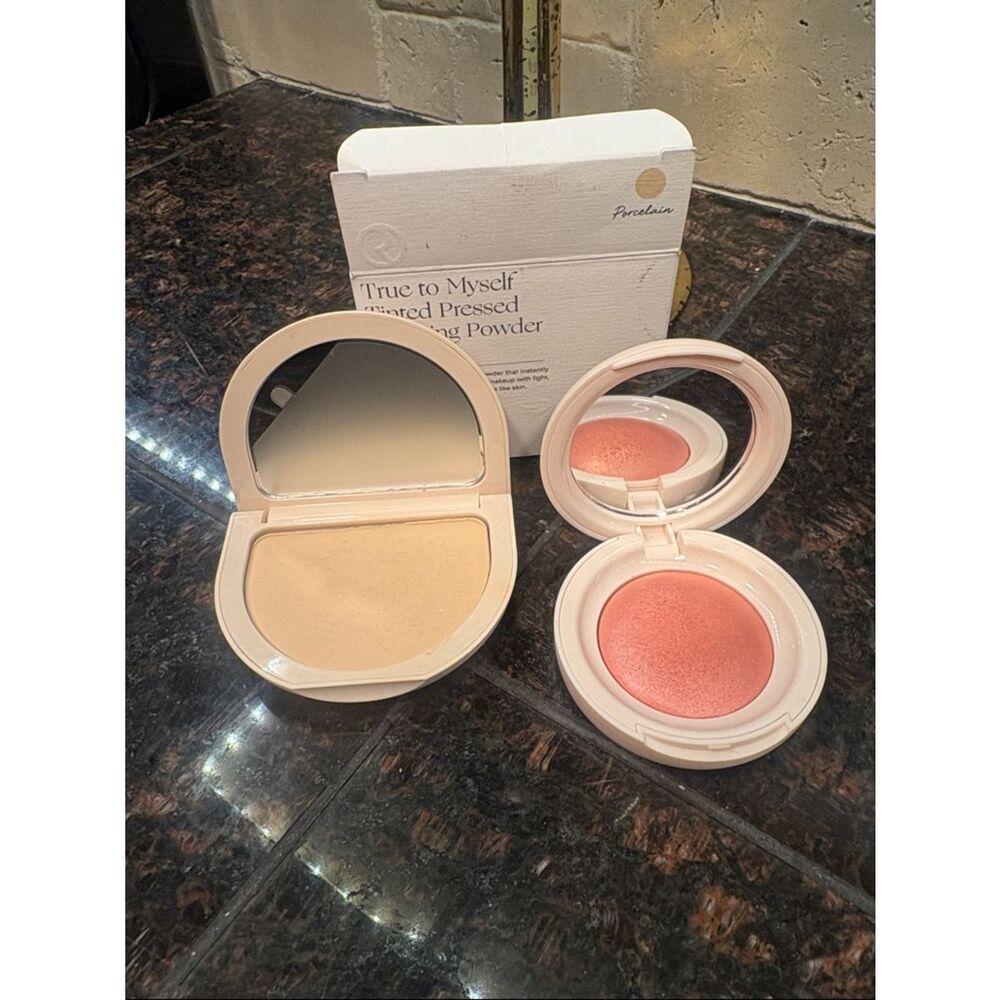 Rare Beauty True to Myself Tinted Pressed Powder - Porcelain & Happy Bundle